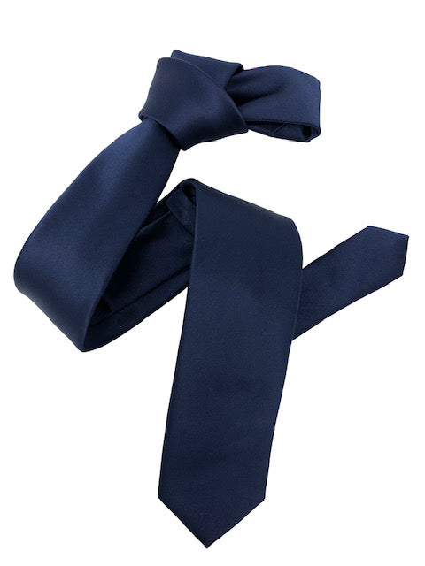 Dmitry Men's Navy Italian Silk Solid Skinny Tie & Pocket Square