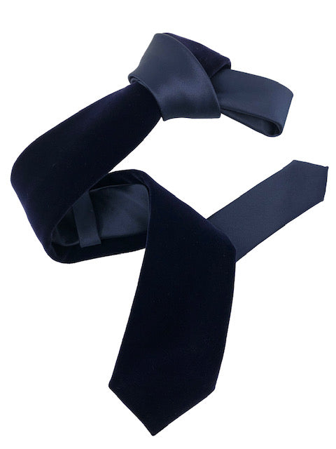DMITRY Navy Velvet Italian Semi Skinny Tie