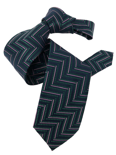 DMITRY 7-Fold Navy Patterned Italian Silk Tie