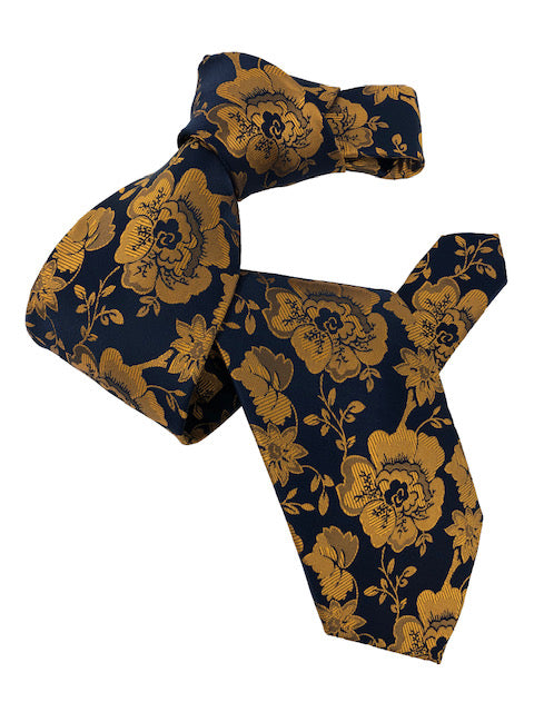DMITRY 7-Fold Navy Floral Italian Silk Tie