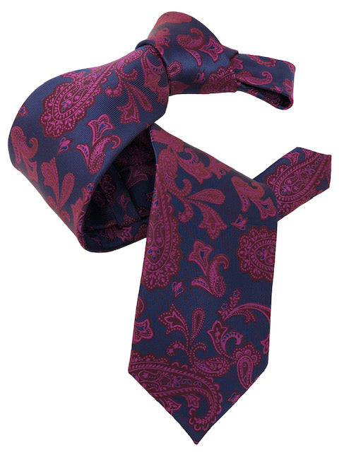 DMITRY 7-Fold Purple/Magenta Paisley Italian Silk Tie