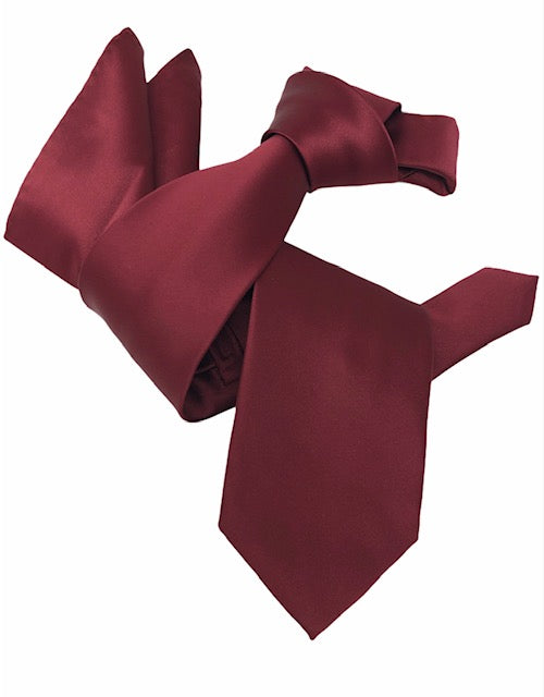 DMITRY Men's Solid Burgundy Italian Silk Tie & Pocket Square Set