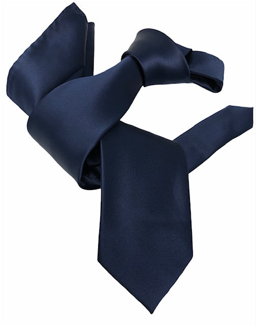 DMITRY Men's Solid Navy Italian Silk Tie & Pocket Square Set