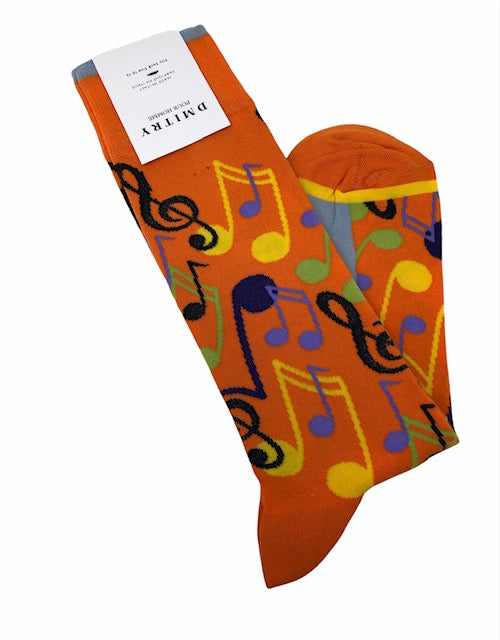 DMITRY "Music To My Ears" Patterned Made in Italy Mercerized Cotton Socks