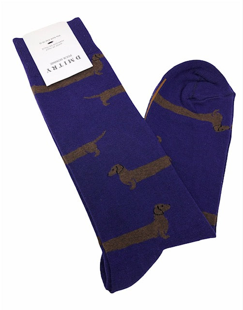 DMITRY "Dachshund" Patterned Made in Italy Mercerized Cotton Socks