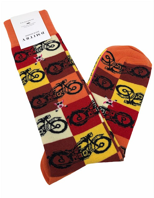 DMITRY "Motorcycles" Patterned Made in Italy Mercerized Cotton Socks