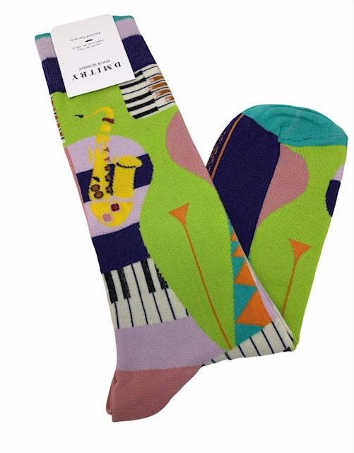 DMITRY "Music" Patterned Made in Italy Mercerized Cotton Socks