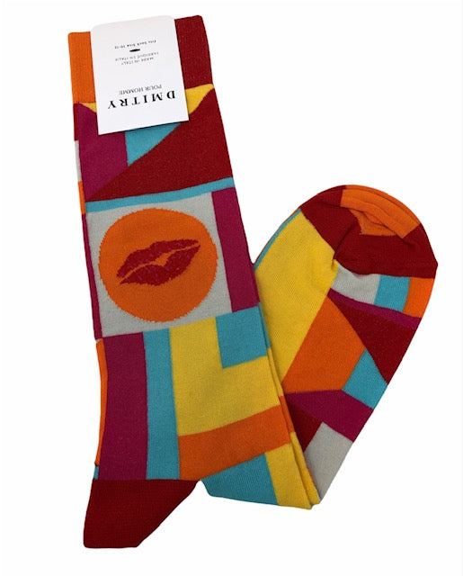 DMITRY "Kiss Me" Patterned Made in Italy Mercerized Cotton Socks