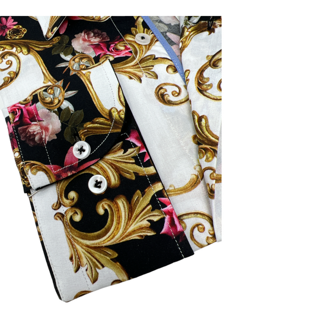 DMITRY Italian Baroque Patterned Cotton Men's Long Sleeve Shirt (Online Exclusive) S 14.5-15 32/33 DMITRY Italian Baroque Patterned Cotton Men's Long Sleeve Shirt (Online Exclusive) S 14.5-15 32/33