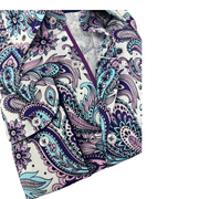 DMITRY Italian Purple Patterned Cotton Men's Long Sleeve Shirt (Online Exclusive)