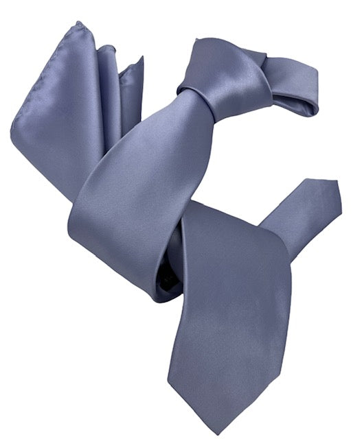 DMITRY Men's Solid Lavender Italian Silk Tie & Pocket Square Set