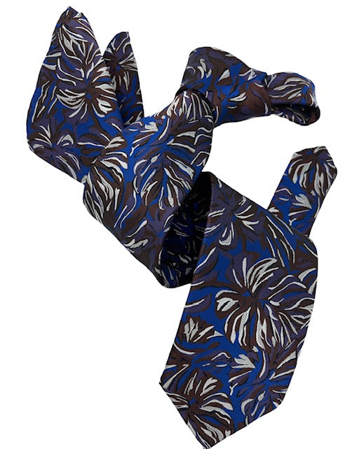 DMITRY Men's Blue/Maroon Floral Italian Silk Tie & Pocket Square Set