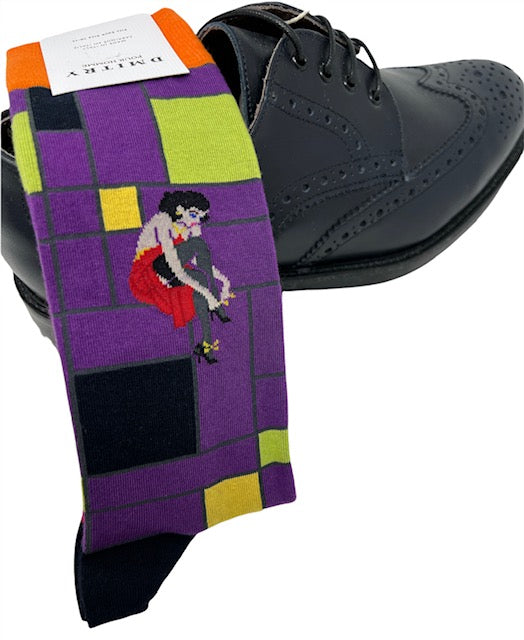 DMITRY "Cocktails At Eight" Patterned Made in Italy Mercerized Cotton Socks