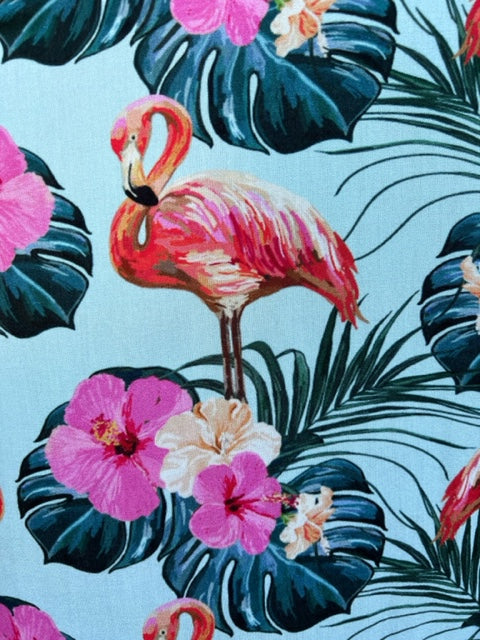 DMITRY Men's "Flamingos" Made in Italy Short Sleeve Button-Up Shirt