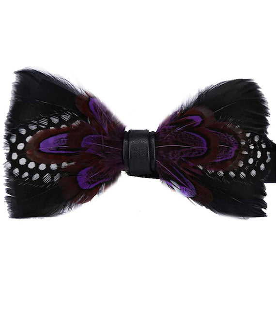 Handmade Feather Patterned Pre-Tied Bow Tie
