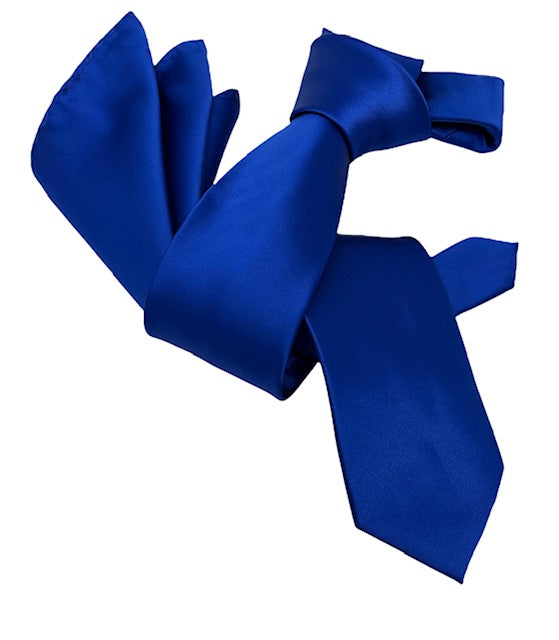 DMITRY Men's Solid Royal Blue Italian Silk Tie & Pocket Square Set