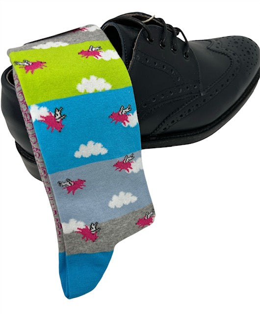 DMITRY "Hogs On The High" Patterned Made in Italy Mercerized Cotton Socks