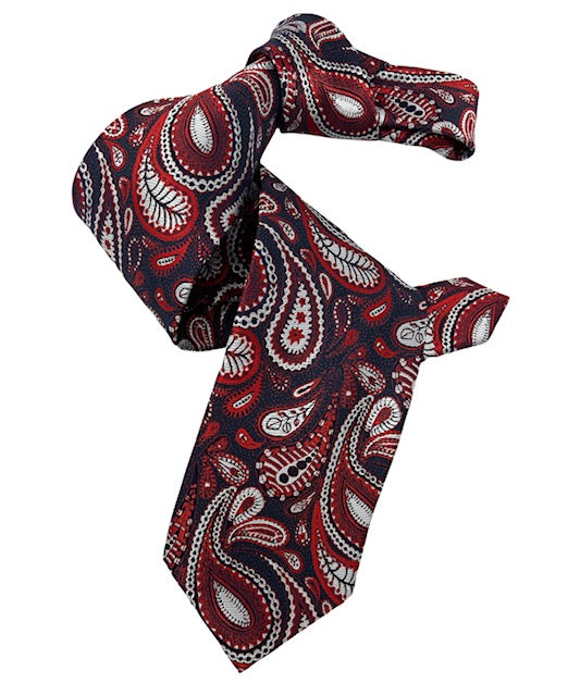 DMITRY 7-Fold Red Patterned Italian Silk Tie