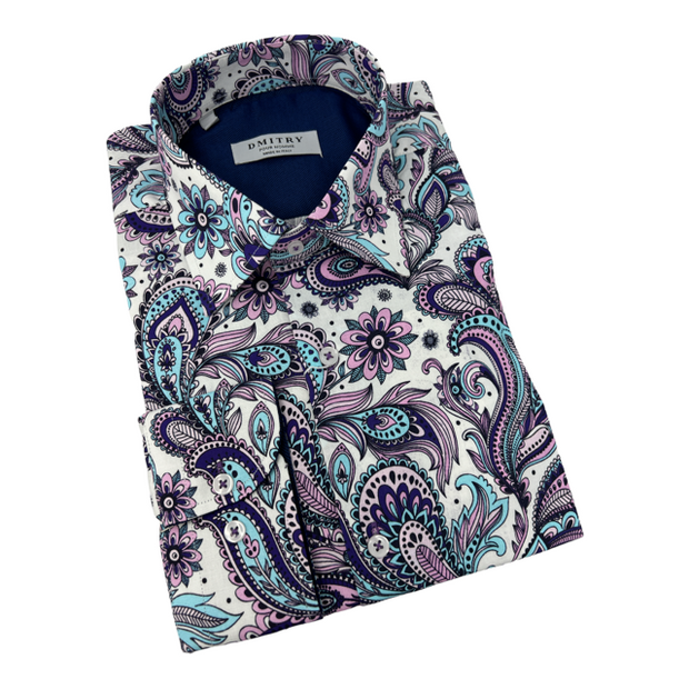 italian dress shirts men Blue Striped Shirt Made for four Textured White Cotton Dress Shirt