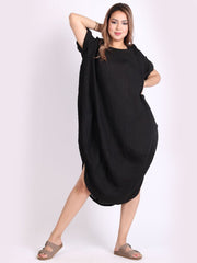 DMITRY Women's Made in Italy Black Linen Dress