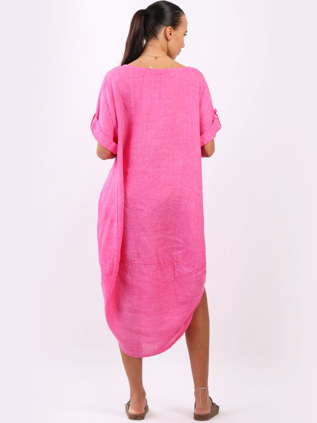 DMITRY Women's Made in Italy Fuchsia Linen Dress