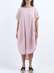 DMITRY Women's Made in Italy Dusty Pink Linen Dress